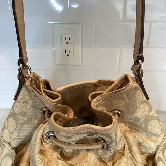 Coach Signature Stripe Jacquard Drawstring Large Tote Bag - Picture 6 of 16